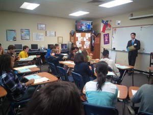 Brian Albert presents Education for Tomorrow Alliance's (EfTA) Future Focus program to 8th graders at York Junior High. The Future Focus program is a classroom-based curriculum designed to promote positive decision making among junior high school students to help them realize that educational attainment today has lasting impacts on their options later in life.